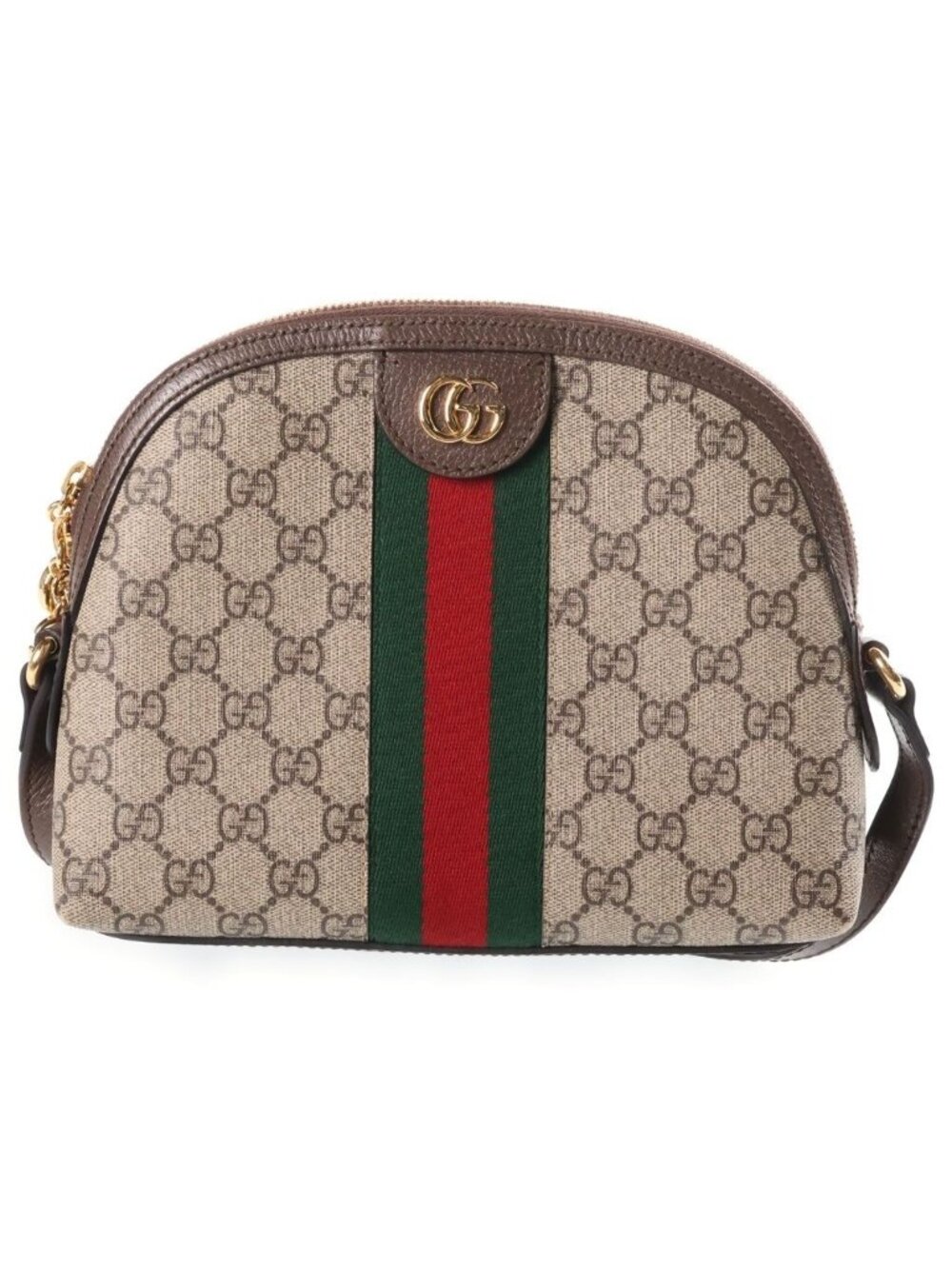Gucci GG Supreme Ophidia Shoulder Bag Beige Brown Leather